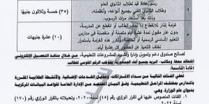 رسوم إعادة قيد الطلاب المفصولين بالثانوي العام والفني 2025