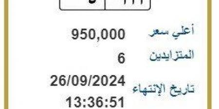 عرض لوحة سيارة في مصر بمليون جنيه