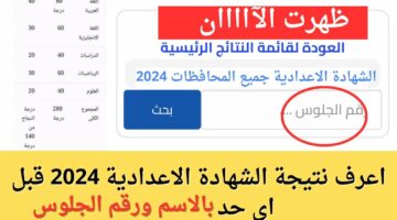 ظهرت الآن.. رابط نتيجة الشهادة الاعدادية محافظة الجيزة 2024 موقع الوزارة الرسمي