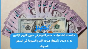 «العملة الخضراء».. سعر الدولار في سوريا اليوم الإثنين 13-5-2024 | أسعار صرف الليرة السورية في السوق السوداء