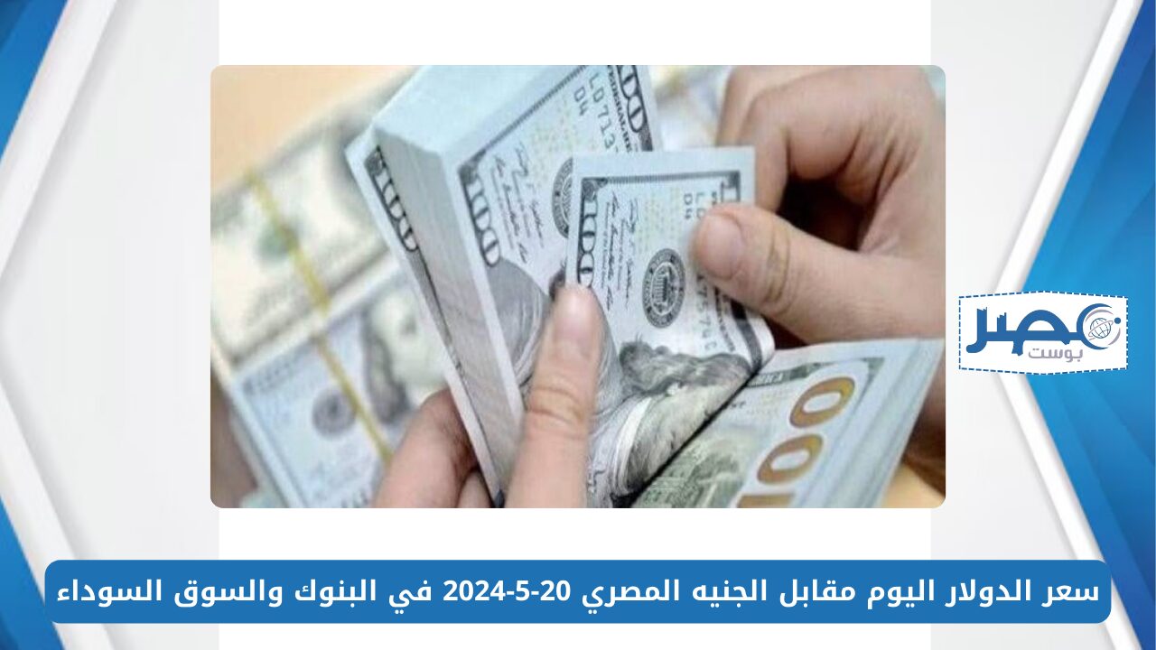 سعر الدولار اليوم مقابل الجنيه المصري 20-5-2024 في البنوك والسوق السوداء