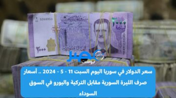 سعر الدولار في سوريا اليوم السبت 11-5-2024 أسعار صرف الليرة السورية مقابل التركية واليورو في السوق السوداء
