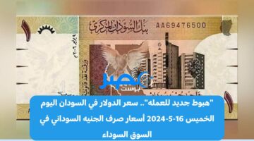 “إعرف الآن”.. سعر الدولار في السودان اليوم الخميس 16-5-2024 أسعار صرف الجنيه السوداني في السوق السوداء
