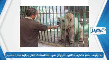 بـ5 جنيه.. سعر تذكرة حدائق الحيوان في المحافظات خلال إجازة شم النسيم