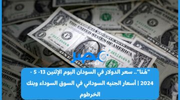 “هُـنا”.. سعر الدولار في السودان اليوم الإثنين 13- 5 – 2024 | أسعار الجنيه السوداني في السوق السوداء وبنك الخرطوم
