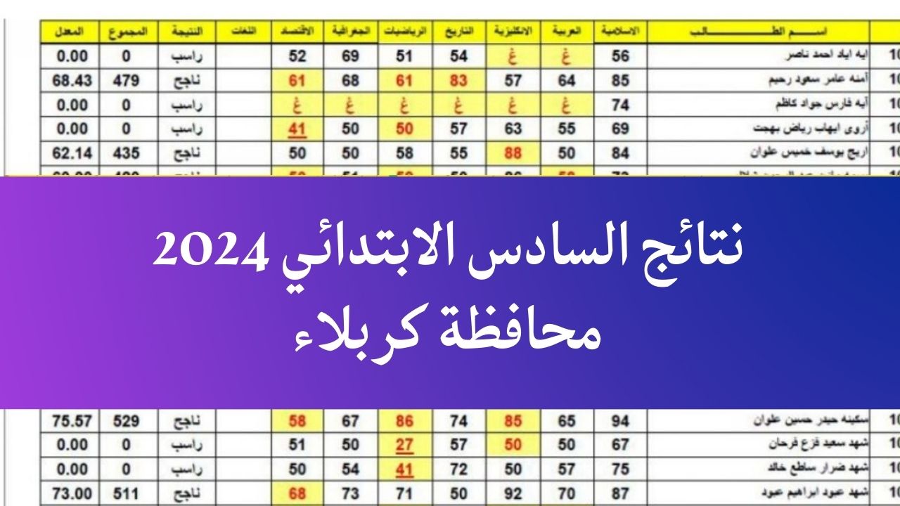 ظهور رابط نتائج السادس الابتدائي الترم الأول 2024 بمدينة كربلاء وذلك من خلال موقع التربية العراقية