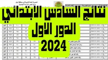 عاجل.. نتائج السادس الابتدائي العراق الدور الأول بابل 2024 استعلم بالرقم الأمتحاني