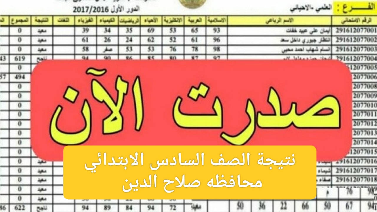 نزلت أخيراً.. نتائج الصف السادس الابتدائي محافظة صلاح الدين الدور الأول 2024 لحظة الحقيقة
