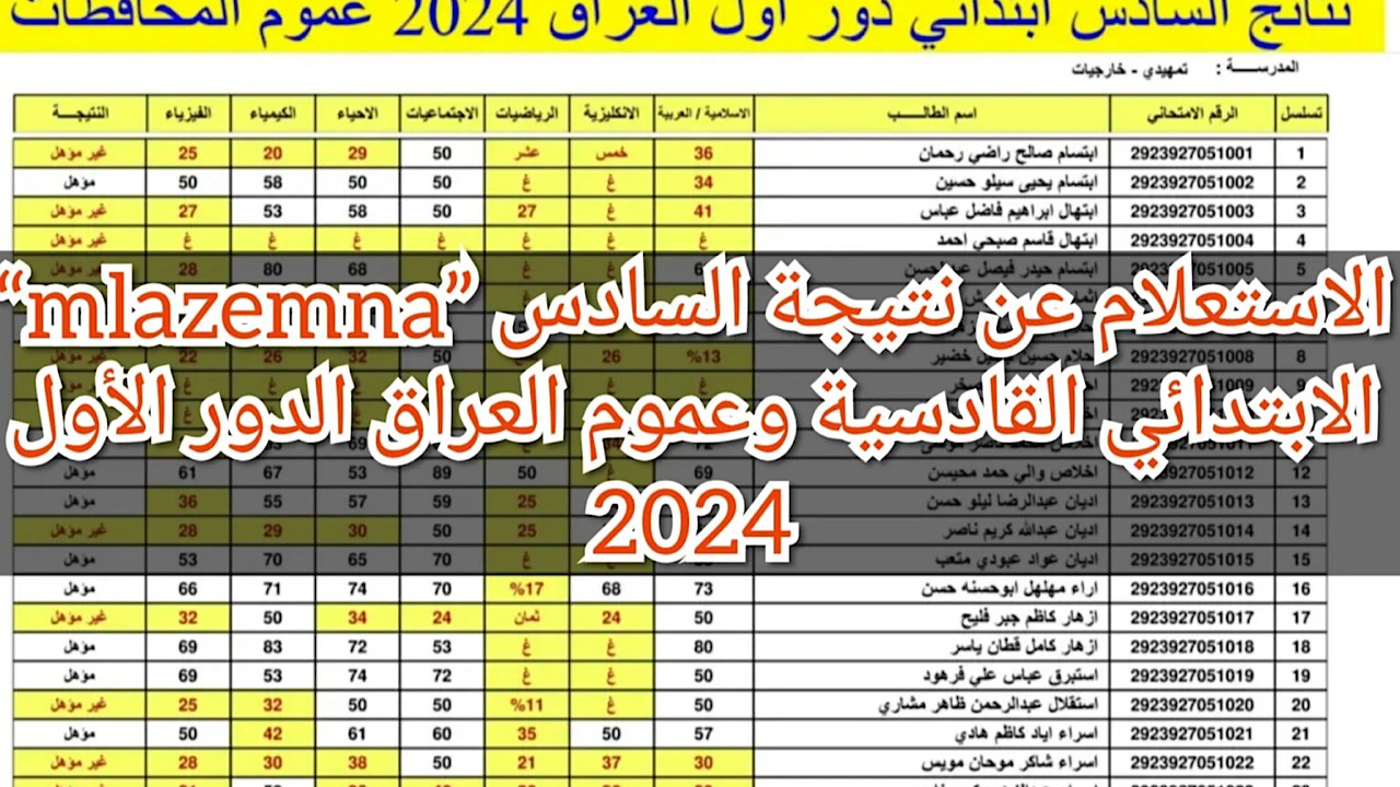 لينك رسمى وشغاااال.. نتيجة السادس الابتدائي القادسية وعموم العراق الدور الأول 2024 .. سجل بسرعة