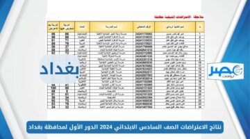 لينك فعال.. نتائج الاعتراضات الصف السادس الابتدائي 2024 الدور الأول لمحافظة بغداد