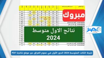 ورد الآن.. نتيجة الثالث المتوسط 2024 الدور الأول في عموم العراق عبر موقع نتائجنا PDF بالاسم والرقم الامتحاني