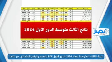 نتيجة الثالث المتوسط بغداد 2024 الدور الأول PDF بالاسم والرقم الامتحاني عبر نتائجنا
