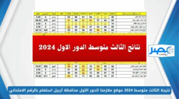 طلاب الثالث متوسط 💯 PDF ..نتيجة تالت متوسط العراق أربيل 2024 بالرقم الامتحاني استعلم الآن من هنا mlazemna com