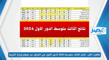 ظهرت الآن.. نتائج الثالث متوسط 2024 الدور الأول في العراق عبر موقع وزارة التربية