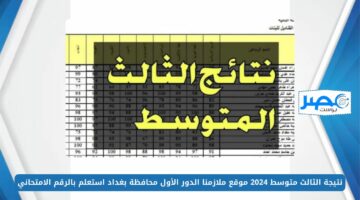 FilE PDF.. نتيجة الثالث متوسط 2024 موقع ملازمنا الدور الأول محافظة بغداد استعلم الآن بالرقم الامتحاني mlazemna com
