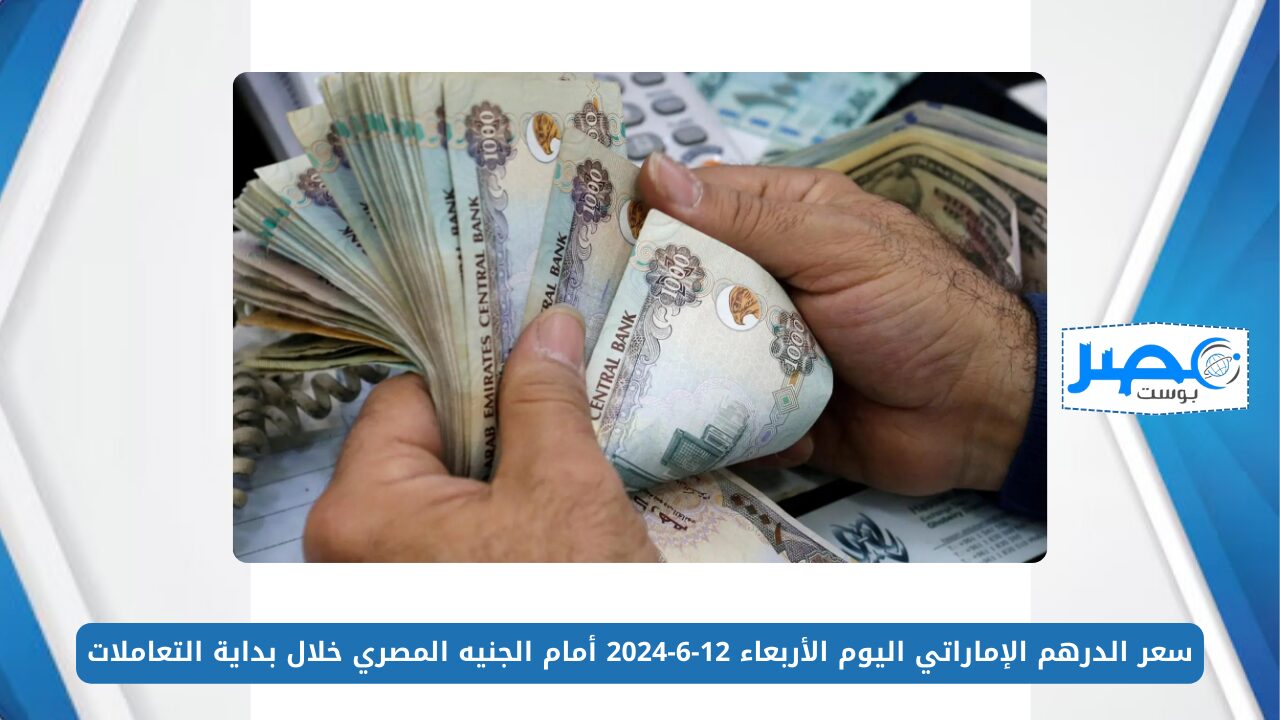 سعر الدرهم الإماراتي اليوم الأربعاء 12-6-2024 أمام الجنيه المصري خلال بداية التعاملات AED/EGP