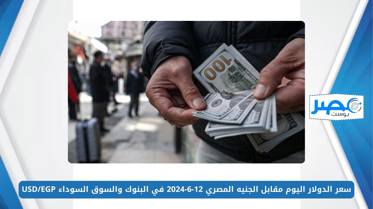 سعر الدولار اليوم مقابل الجنيه المصري 12-6-2024 في البنوك والسوق السوداء USD/EGP