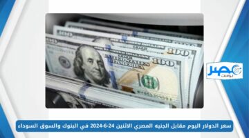 سعر الدولار اليوم مقابل الجنيه المصري الاثنين 24-6-2024 في البنوك والسوق السوداء