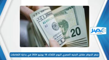 سعر الدولار مقابل الجنيه المصري اليوم الثلاثاء 18 يونيو 2024 خلال بداية تعاملات ثالث أيام العيد