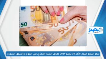 سعر اليورو اليوم الأحد 30 يونيو 2024 مقابل الجنيه المصري في البنوك والسوق السوداء