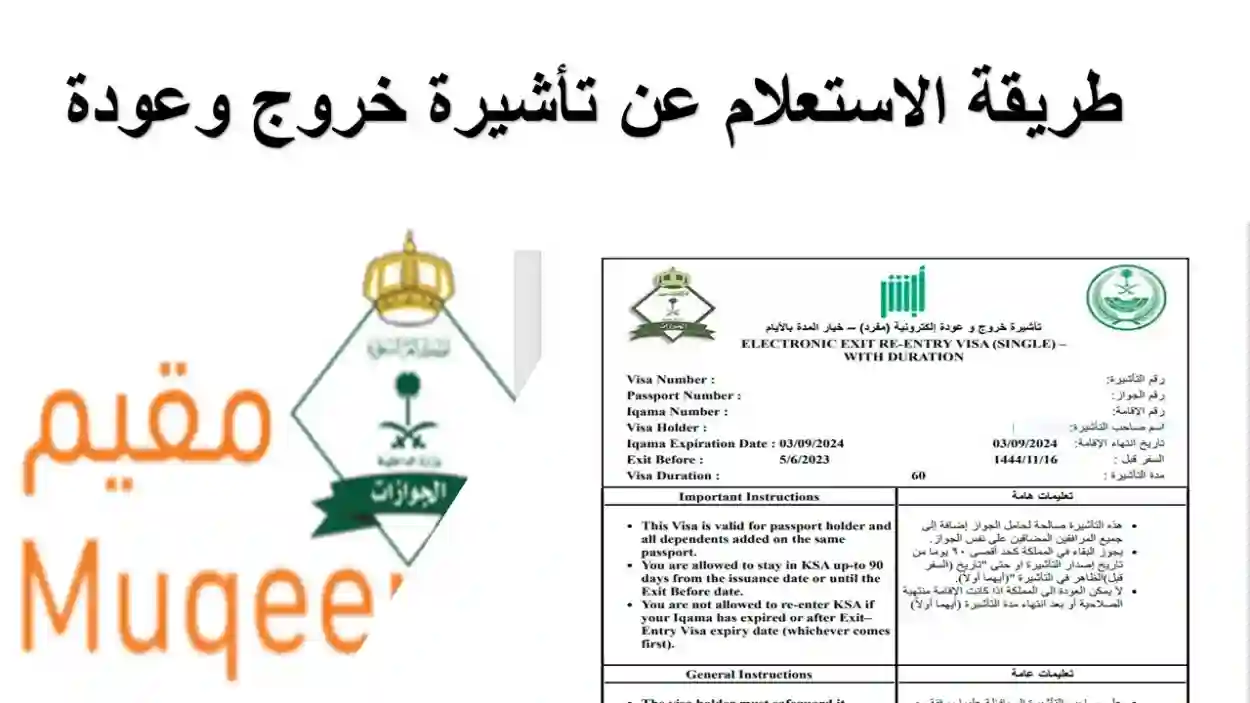 الاستعلام عن صلاحية تأشيرة خروج وعودة للمقيمين في السعودية 1446