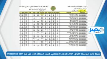 طلاب الثالث متوسط 💯 PDF ..نتيجة تالت متوسط العراق كربلاء 2024 بالرقم الامتحاني استعلم الآن من هنا mlazemna com