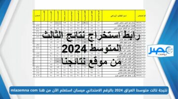 طلاب الثالث متوسط 💯 PDF ..نتيجة تالت متوسط العراق 2024 بالرقم الامتحاني ميسان استعلم الآن من هنا mlazemna com