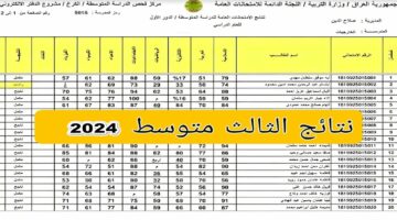 نتائج الثالث المتوسط 2024 دور أول بالعراق من موقع وزارة التربية والتعليم العراقية PDF 