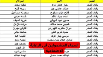 منصة مظلتي كشوفات pdf.. أسماء المشمولين بالرعاية الاجتماعية 2024  الوجبة السابعة عموم العراق